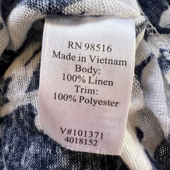 Coldwater Creek Womens Kimono Blouse Shirt Top Linen Floral Pullover Blue White - Picture 8 of 9